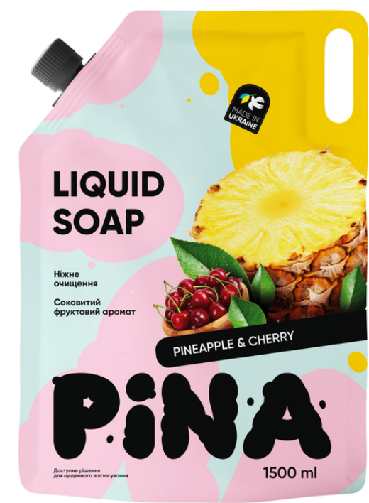 Pina рідке мило дой-пак1500мл Pineapple and cherry